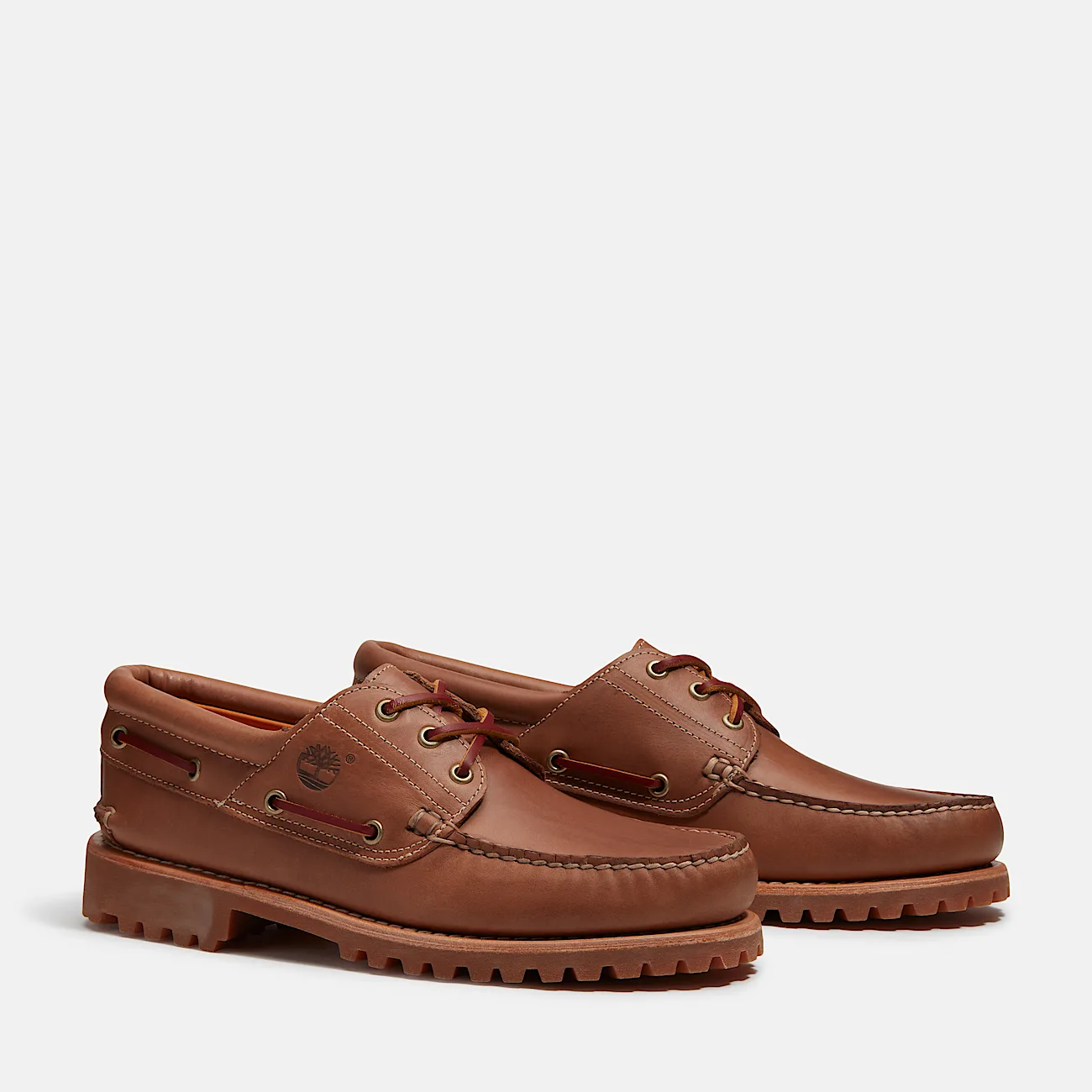Mens Timberland Authentic 3Eye Lug Handsewn Boat Shoe TBL Medium Brown FullGrainMedium Brown ALT4