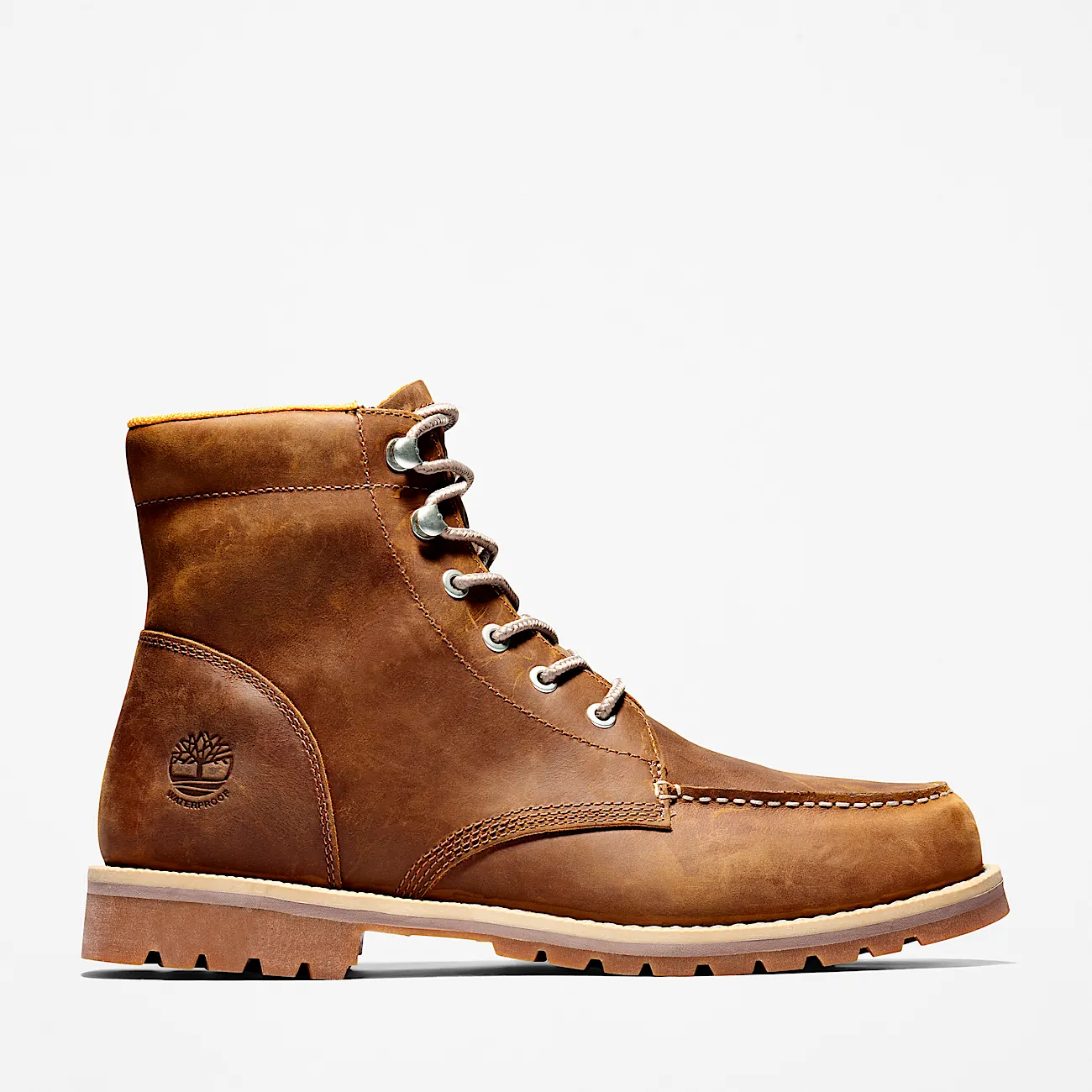 Mens Redwood Falls Waterproof MocToe Boot TBL Saddle Brown HERO