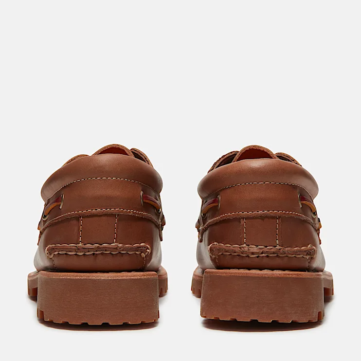 Mens Timberland Authentic 3Eye Lug Handsewn Boat Shoe TBL Medium Brown FullGrainMedium Brown ALT5