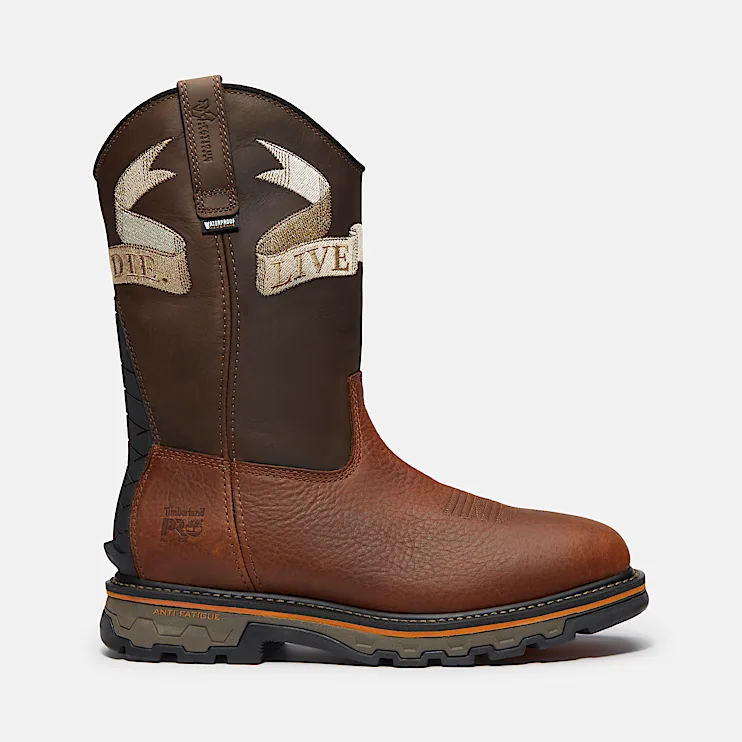 Mens True Grit Live Free or Die PullOn Soft Toe Waterproof Work Boot TBL Medium Brown FullGrain HERO