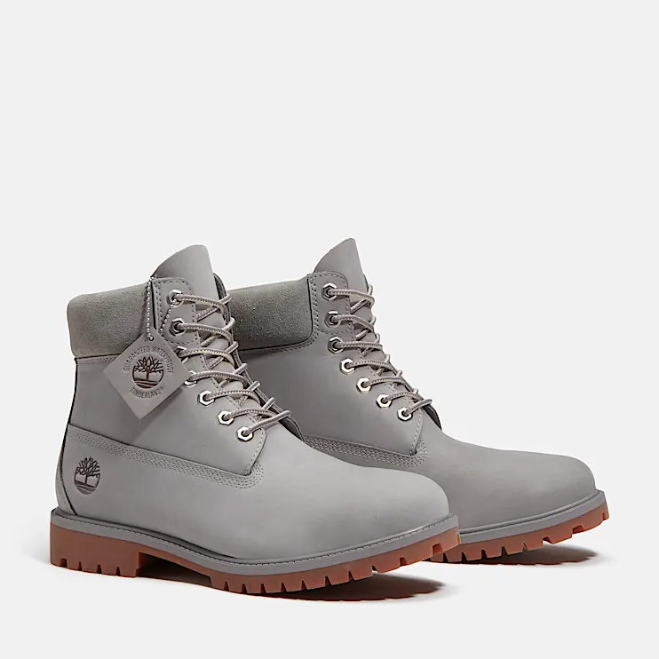 Mens Timberland Heritage 6Inch Waterproof Boot TBL Medium Greyout Nubuck ALT4
