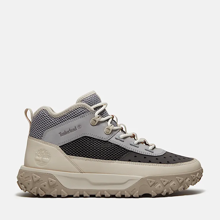 Mens GreenStride Motion 6 Mid Perforated Sneaker TBL White FullGrain HERO
