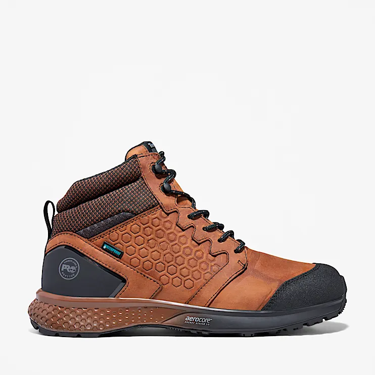 Mens Reaxion Waterproof Work Sneaker TBL Brown HERO