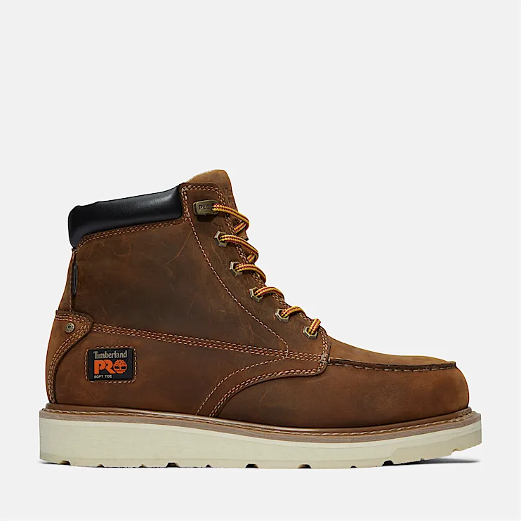 Mens Timberland PRO Gridworks 6 Waterproof MocToe Work Boot TBL Brown FullGrain HERO